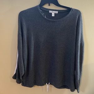 Women’s plus size gray drawstring shirt